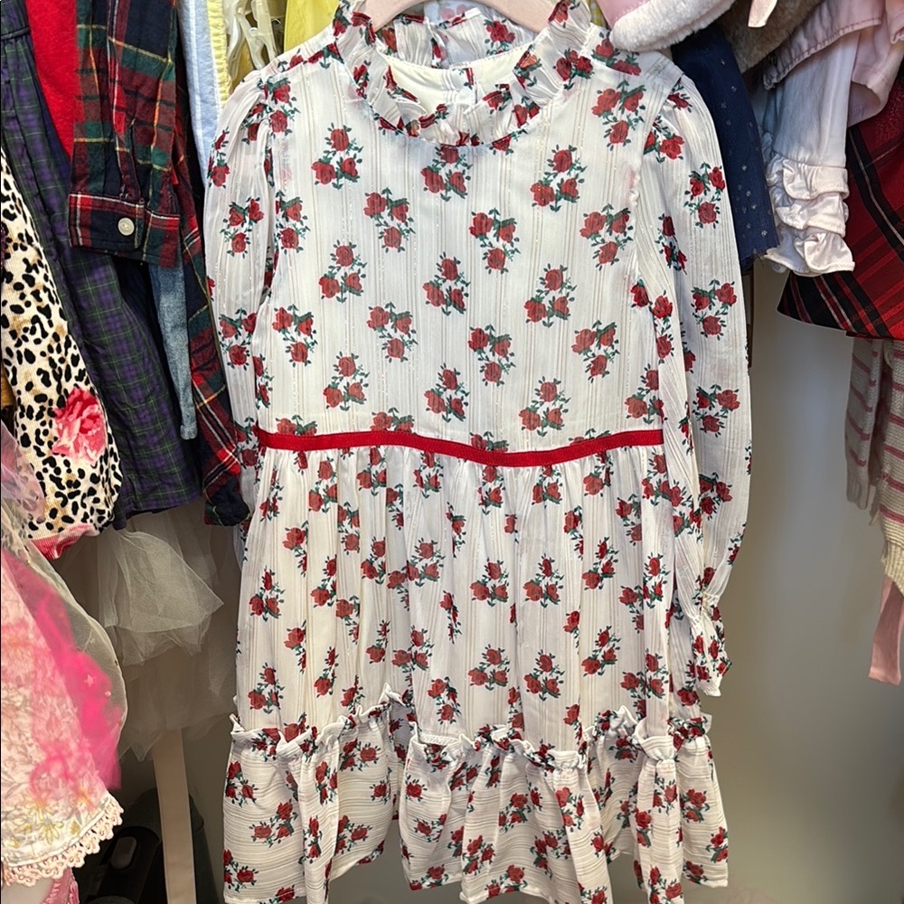 Floral White and Red Kids Dress rose Janie and jack